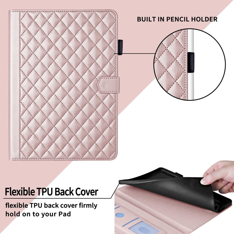 For iPad Pro 11 2024 Rhombus Lattice Leather Smart Tablet Case(Rose Gold) - iPad Pro 11 2024 Cases by PMC Jewellery | Online Shopping South Africa | PMC Jewellery | Buy Now Pay Later Mobicred