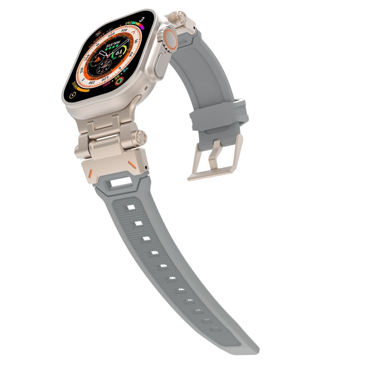 For Apple Watch 42mm Stainless Steel Connector TPU Watch Band(Titanium Grey) - free shipping - PMC TechLife - Order now!