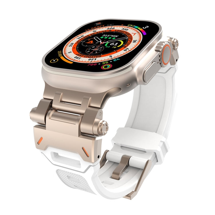 For Apple Watch 42mm Stainless Steel Connector TPU Watch Band(Titanium White) - free shipping - PMC TechLife - Order now!