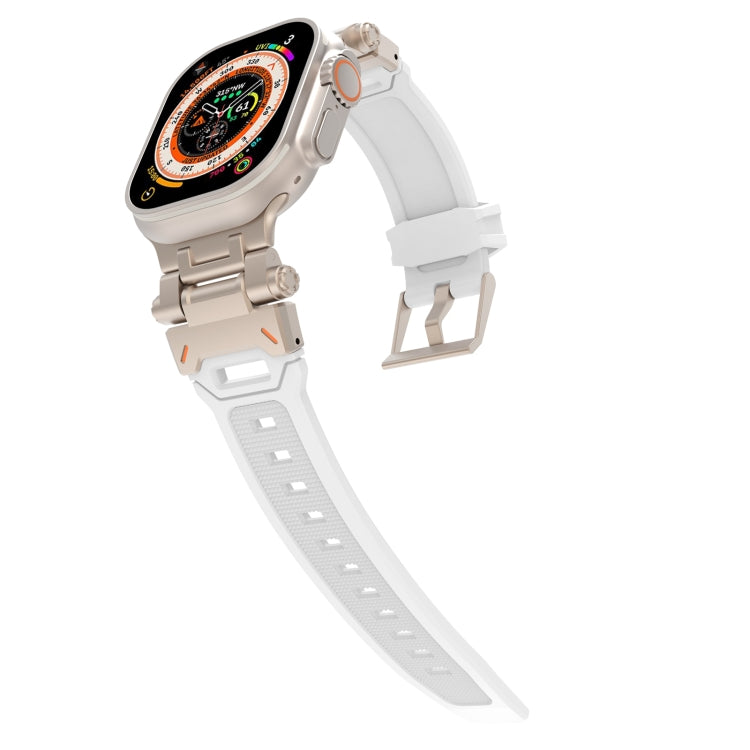 For Apple Watch 42mm Stainless Steel Connector TPU Watch Band(Titanium White) - free shipping - PMC TechLife - Order now!