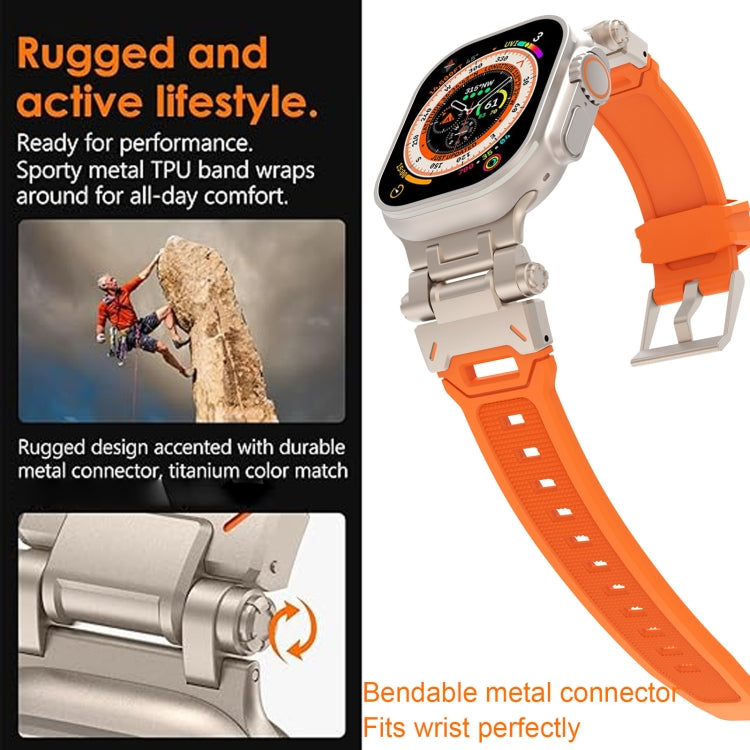 For Apple Watch 42mm Stainless Steel Connector TPU Watch Band(Titanium White) - free shipping - PMC TechLife - Order now!