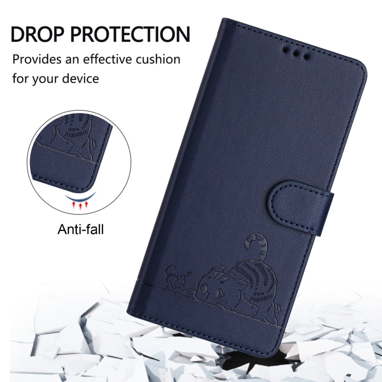 For Blackview A52 Cat Rat Embossed Pattern RFID Leather Phone Case with Lanyard(Blue) - More Brand by PMC TechLife | Online Shopping South Africa | PMC TechLife | Buy Now Pay Later Mobicred