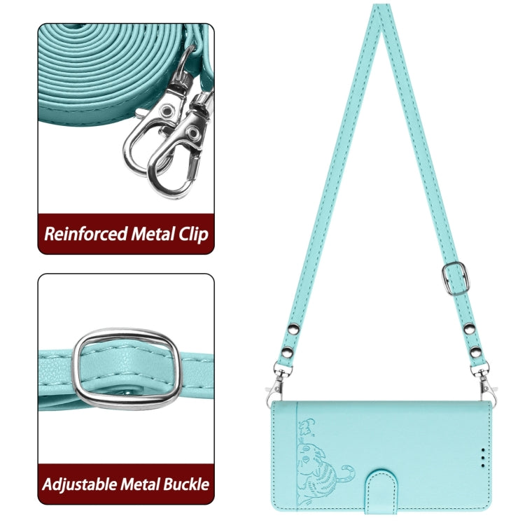 For Blackview A53 Cat Rat Embossed Pattern RFID Leather Phone Case with Lanyard(Mint Green) - More Brand by PMC Jewellery | Online Shopping South Africa | PMC Jewellery | Buy Now Pay Later Mobicred