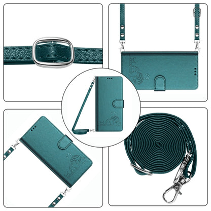 For Blackview Shark 8 Cat Rat Embossed Pattern RFID Leather Phone Case with Lanyard(Peacock Green) - More Brand by PMC Jewellery | Online Shopping South Africa | PMC Jewellery | Buy Now Pay Later Mobicred