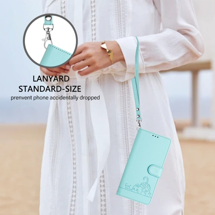 For Blackview Wave 6C Cat Rat Embossed Pattern RFID Leather Phone Case with Lanyard(Mint Green) - free shipping - PMC TechLife - Order now!