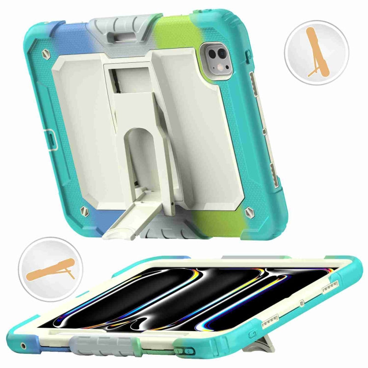 For iPad Pro 11 2024 Silicone Hydric PC Tablet Case with Shoulder Strap & Holder(Camouflage Light Blue) - iPad Pro 11 2024 Cases by PMC TechLife | Online Shopping South Africa | PMC TechLife | Buy Now Pay Later Mobicred