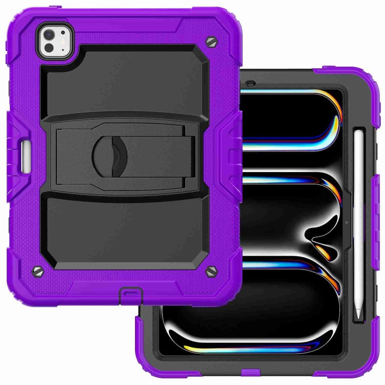 For iPad Pro 11 2024 Silicone Hydric PC Tablet Case with Shoulder Strap & Holder(Purple) - iPad Pro 11 2024 Cases by PMC TechLife | Online Shopping South Africa | PMC TechLife | Buy Now Pay Later Mobicred