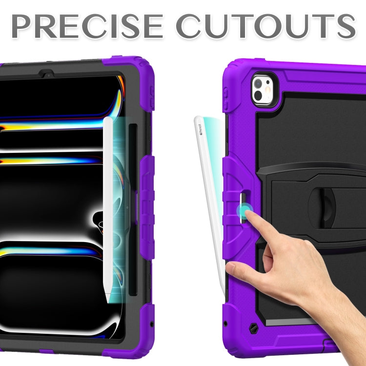 For iPad Pro 13 2024 Silicone Hydric PC Tablet Case with Shoulder Strap & Holder(Purple) - iPad Pro 13 2024 Cases by PMC TechLife | Online Shopping South Africa | PMC TechLife | Buy Now Pay Later Mobicred
