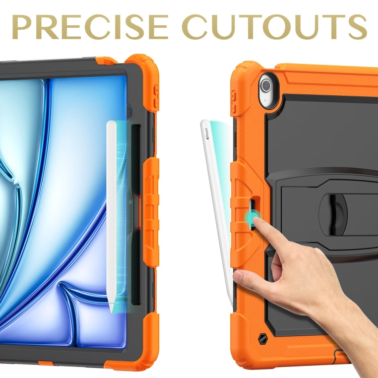 For iPad Air 13 2025 / 2024 Silicone Hydric PC Tablet Case with Shoulder Strap & Holder(Orange) - iPad Air 13 2025 / 2024 Cases by PMC TechLife | Online Shopping South Africa | PMC TechLife | Buy Now Pay Later Mobicred