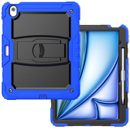 For iPad Air 13 2024 Silicone Hydric PC Tablet Case with Shoulder Strap & Holder(Blue) - iPad Air 13 2024 Cases by PMC Jewellery | Online Shopping South Africa | PMC Jewellery | Buy Now Pay Later Mobicred