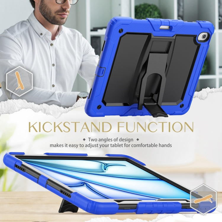 For iPad Air 13 2024 Silicone Hydric PC Tablet Case with Shoulder Strap & Holder(Blue) - iPad Air 13 2024 Cases by PMC Jewellery | Online Shopping South Africa | PMC Jewellery | Buy Now Pay Later Mobicred