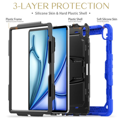 For iPad Air 13 2024 Silicone Hydric PC Tablet Case with Shoulder Strap & Holder(Blue) - iPad Air 13 2024 Cases by PMC Jewellery | Online Shopping South Africa | PMC Jewellery | Buy Now Pay Later Mobicred