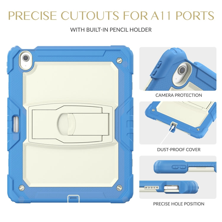 For iPad Air 13 2024 Silicone Hydric PC Tablet Case with Shoulder Strap & Holder(Beige Cyan-blue) - iPad Air 13 2024 Cases by PMC TechLife | Online Shopping South Africa | PMC TechLife | Buy Now Pay Later Mobicred