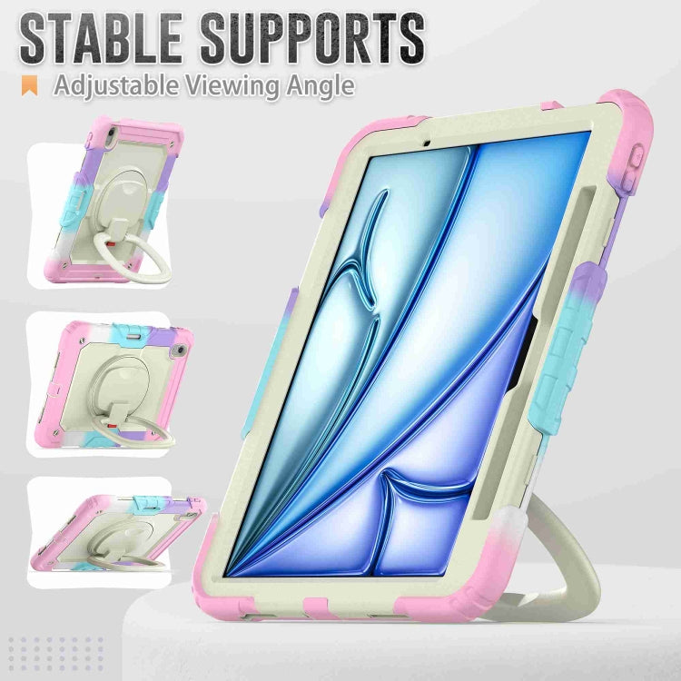 For iPad Air 11 2025 / 2024 Handle Silicone Hydric PC Tablet Case with Shoulder Strap(Rainbow Pink) - iPad Air 11 2025 / 2024 Cases by PMC TechLife | Online Shopping South Africa | PMC TechLife | Buy Now Pay Later Mobicred