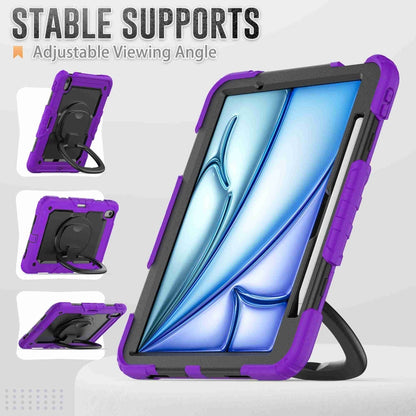 For iPad Air 11 2024 Handle Silicone Hydric PC Tablet Case with Shoulder Strap(Purple) - iPad Air 11 2024 Cases by PMC Jewellery | Online Shopping South Africa | PMC Jewellery | Buy Now Pay Later Mobicred