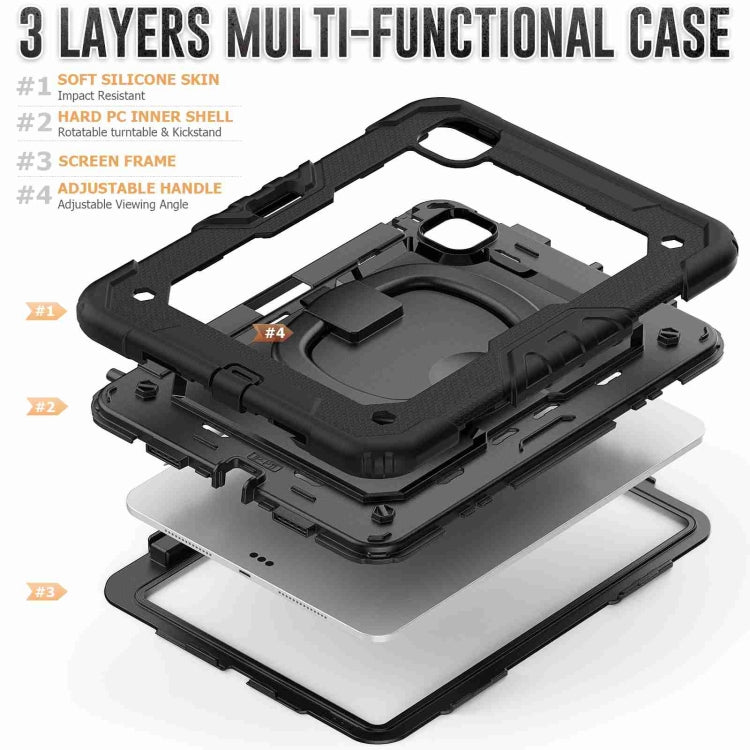 For iPad Pro 11 2024 Handle Silicone Hydric PC Tablet Case with Shoulder Strap(Black) - iPad Pro 11 2024 Cases by PMC TechLife | Online Shopping South Africa | PMC TechLife | Buy Now Pay Later Mobicred