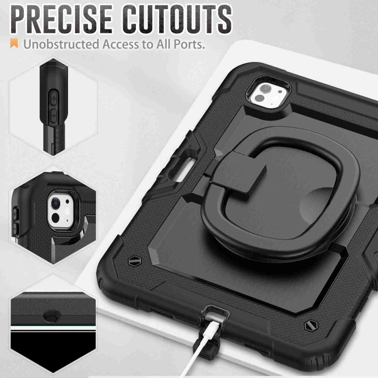 For iPad Pro 11 2024 Handle Silicone Hydric PC Tablet Case with Shoulder Strap(Black) - iPad Pro 11 2024 Cases by PMC TechLife | Online Shopping South Africa | PMC TechLife | Buy Now Pay Later Mobicred