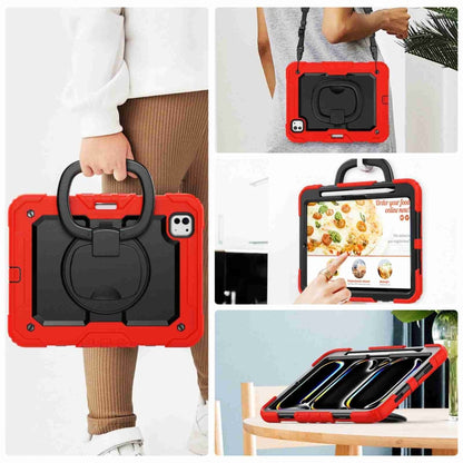 For iPad Pro 11 2024 Handle Silicone Hydric PC Tablet Case with Shoulder Strap(Red) - iPad Pro 11 2024 Cases by PMC Jewellery | Online Shopping South Africa | PMC Jewellery | Buy Now Pay Later Mobicred