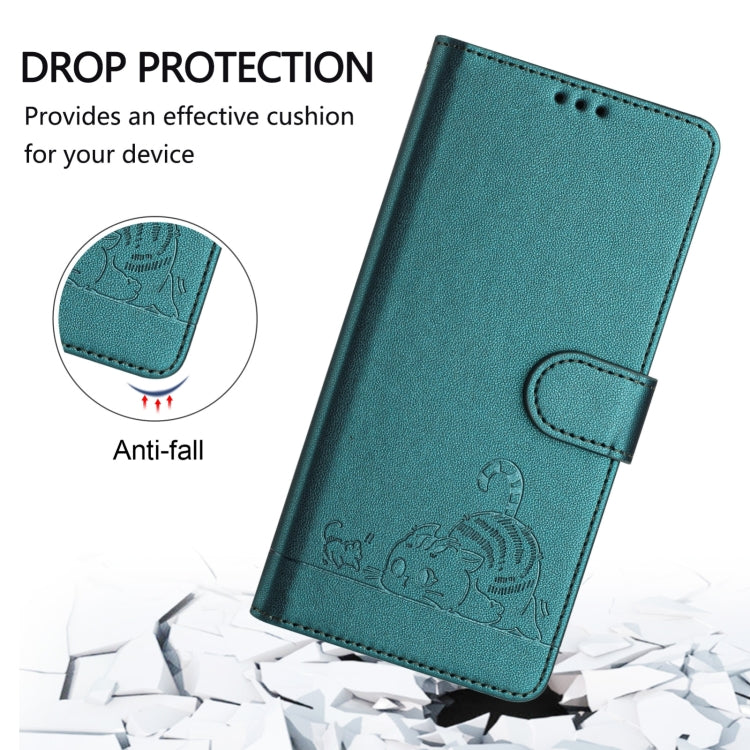 For Ulefone Note 14 Cat Rat Embossed Pattern RFID Leather Phone Case with Lanyard(Peacock Green) - Ulefone Cases by PMC Jewellery | Online Shopping South Africa | PMC Jewellery | Buy Now Pay Later Mobicred