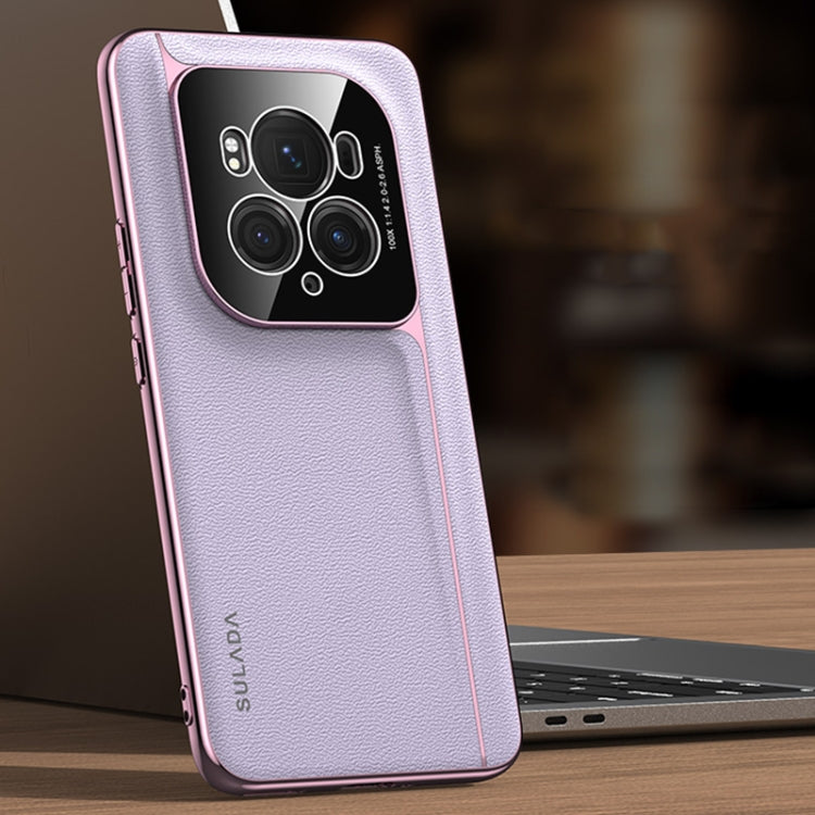 For Honor Magic6 Pro / Magic6 Ultimate SULADA Frameless Top Layer Cowhide Leather + PC Phone Case(Purple) - free shipping - PMC Jewellery - Order now!