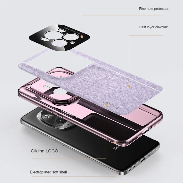 For Honor Magic6 Pro / Magic6 Ultimate SULADA Frameless Top Layer Cowhide Leather + PC Phone Case(Purple) - free shipping - PMC Jewellery - Order now!