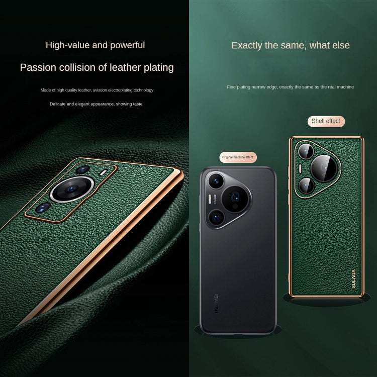 For Huawei Pura 70 SULADA TPU + Litchi Texture Leather Phone Case(Black) - free shipping - PMC Jewellery - Order now!