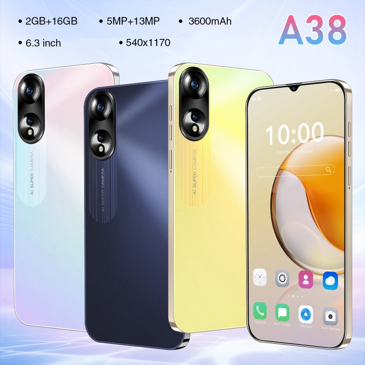 SDT81 / A38, 2GB+16GB, 6.3 inch Screen, Face Identification, Android 10.0 MTK6737 Quad Core, Network: 4G, Dual SIM(Gold) -  by PMC TechLife | Online Shopping South Africa | PMC TechLife | Buy Now Pay Later Mobicred