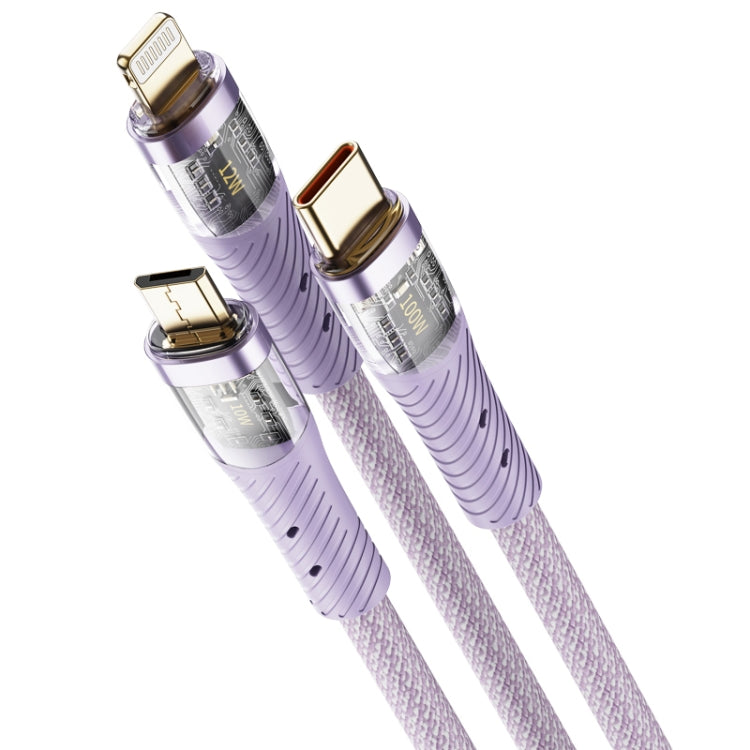 ROCK G20 1.5m 100W 3 in 1 USB-C / Type-C Fast Charging Data Cable(Purple) - free shipping - PMC TechLife - Order now!