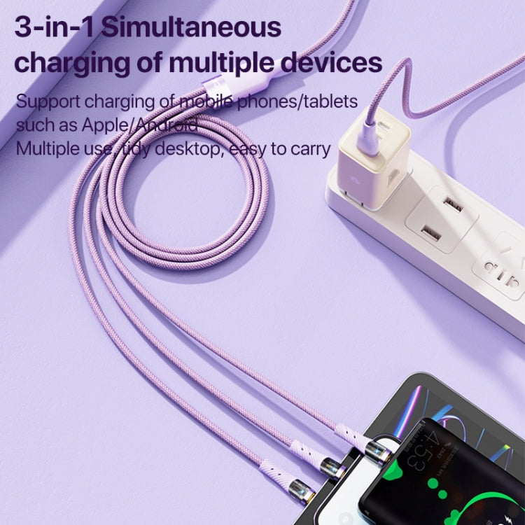 ROCK G20 1.5m 100W 3 in 1 USB-C / Type-C Fast Charging Data Cable(White) - Multifunctional Cable by ROCK | Online Shopping South Africa | PMC TechLife | Buy Now Pay Later Mobicred