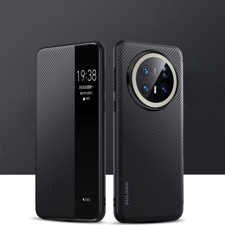 For Huawei Mate 70 Pro / Mate 70 Pro+ SULADA Kevlar 600D Texture Smart Window Leather Phone Case(Black) - Huawei Cases by SULADA | Online Shopping South Africa | PMC TechLife | Buy Now Pay Later Mobicred