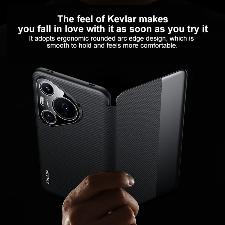 For Huawei Mate 60 SULADA Kevlar 600D Texture Smart Window Leather Phone Case(Black) - free shipping - PMC TechLife - Order now!