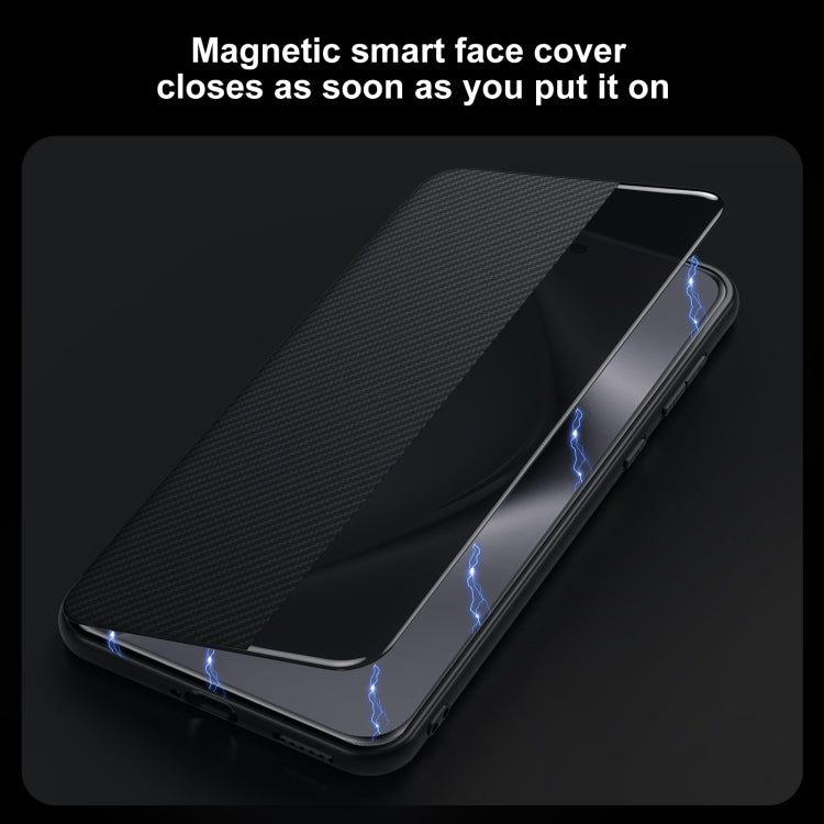 For Huawei Mate 70 SULADA Kevlar 600D Texture Smart Window Leather Phone Case(Blue) - free shipping - PMC TechLife - Order now!