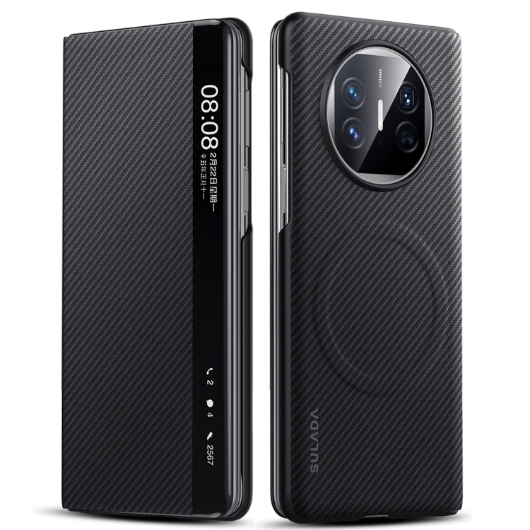 For Huawei Mate X5 SULADA Kevlar 600D Texture Smart Window Leather Phone Case(Black) - Huawei Cases by SULADA | Online Shopping South Africa | PMC TechLife | Buy Now Pay Later Mobicred