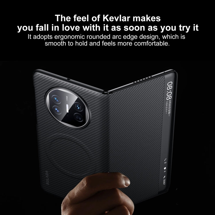 For Huawei Mate X5 SULADA Kevlar 600D Texture Smart Window Leather Phone Case(Black) - Huawei Cases by SULADA | Online Shopping South Africa | PMC TechLife | Buy Now Pay Later Mobicred