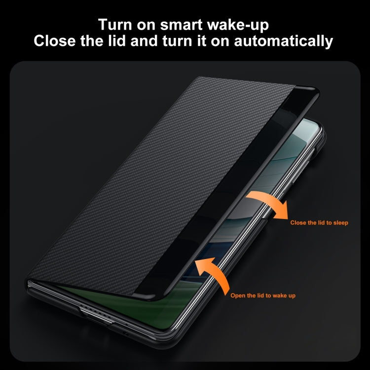 For Huawei Mate X3 SULADA Kevlar 600D Texture Smart Window Leather Phone Case(Blue) - Huawei Cases by SULADA | Online Shopping South Africa | PMC TechLife | Buy Now Pay Later Mobicred