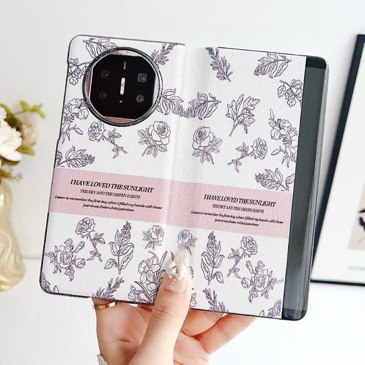 For Huawei Mate X5 / X2 Sketching Flowers Flip Leather Phone Case(Pink) - Huawei Cases by PMC TechLife | Online Shopping South Africa | PMC TechLife | Buy Now Pay Later Mobicred