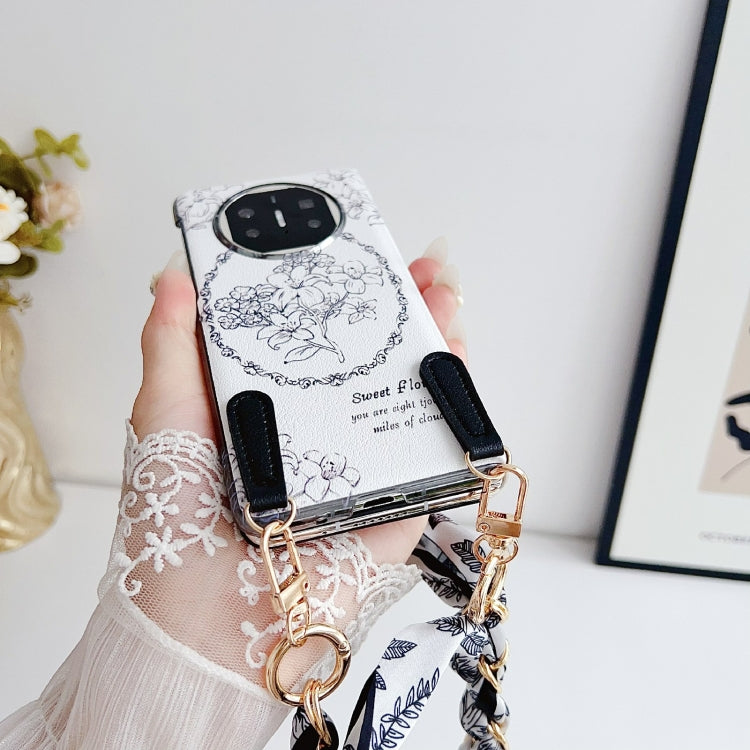 For Huawei Mate X5 / X2 Sketching Flowers Flip Leather Phone Case with Bracelet(Black) - Huawei Cases by PMC TechLife | Online Shopping South Africa | PMC TechLife | Buy Now Pay Later Mobicred