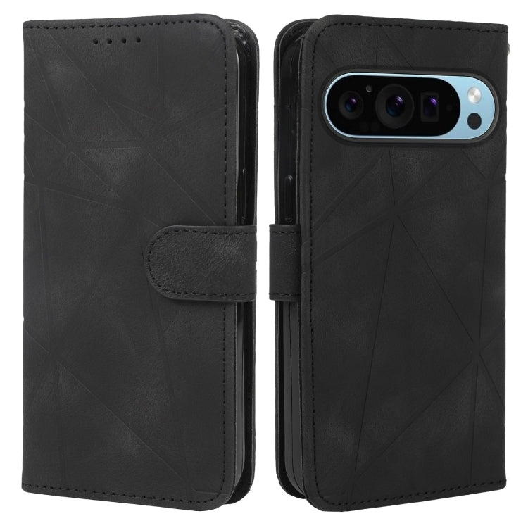 For Google Pixel 9 / 9 Pro Skin Feel Geometric Lines Leather Phone Case(Black) - Google Cases by PMC TechLife | Online Shopping South Africa | PMC TechLife | Buy Now Pay Later Mobicred
