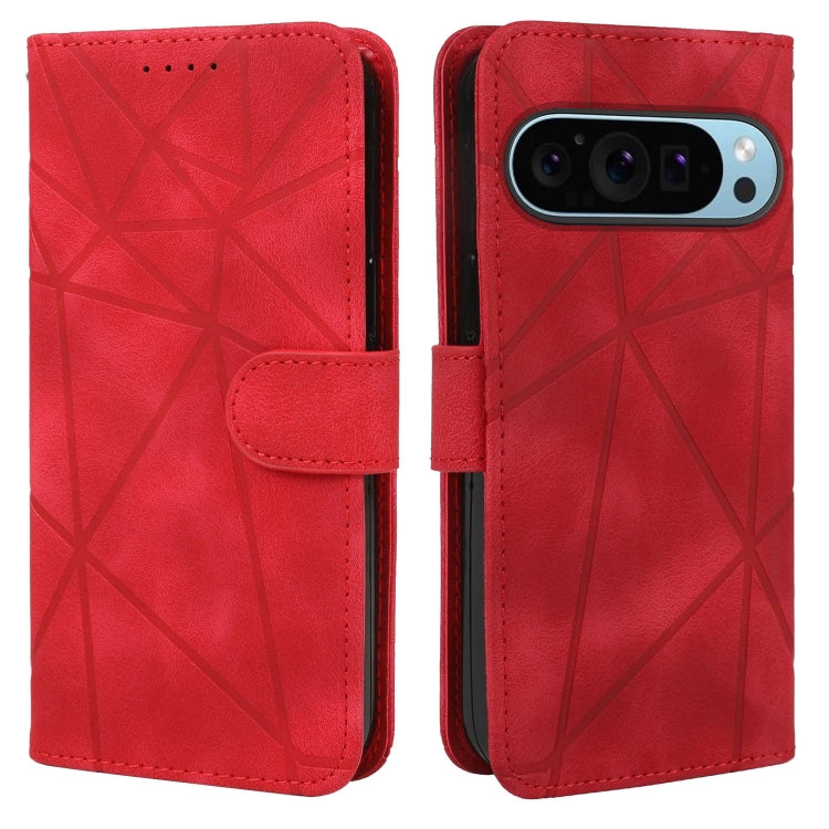 For Google Pixel 9 Pro XL Skin Feel Geometric Lines Leather Phone Case(Red) - Google Cases by PMC TechLife | Online Shopping South Africa | PMC TechLife | Buy Now Pay Later Mobicred