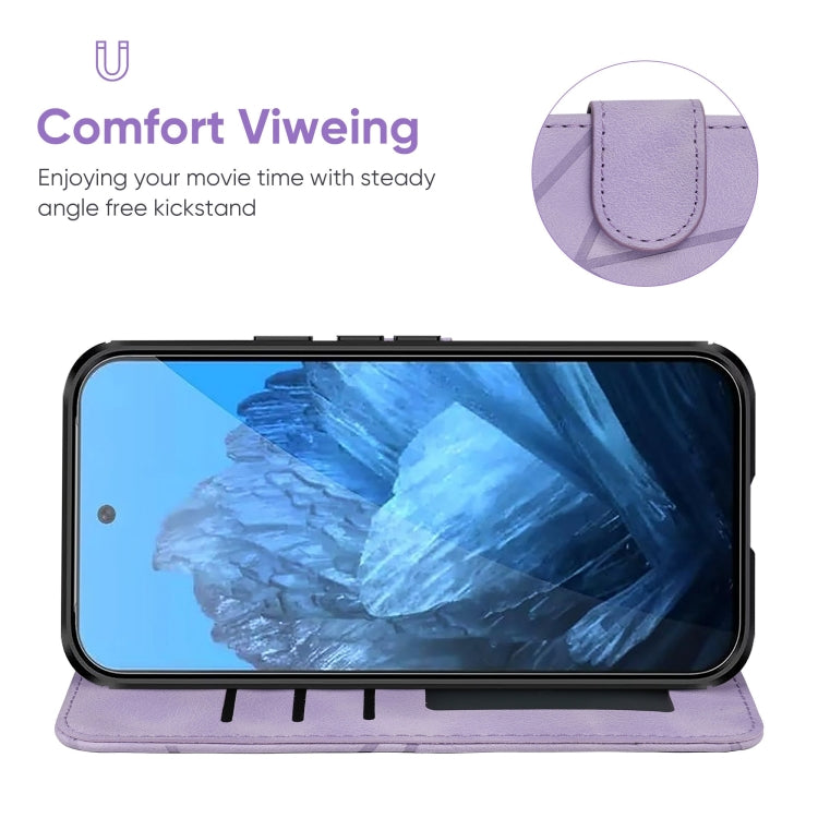For Google Pixel 9 Pro XL Skin Feel Geometric Lines Leather Phone Case(Purple) - free shipping - PMC TechLife - Order now!