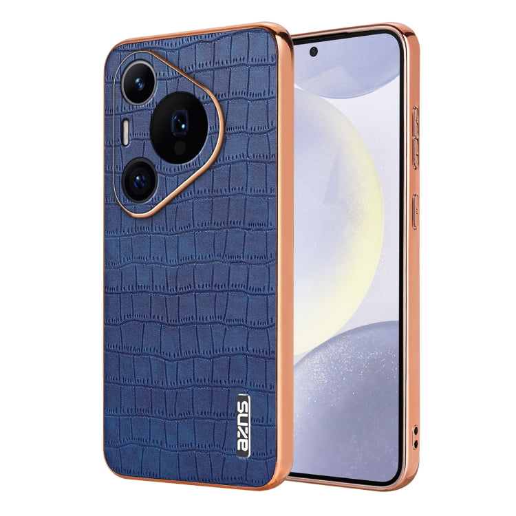 For Huawei Pura 70 Pro / 70 Pro+ AZNS Electroplated Frame Crocodile Texture Full Coverage Phone Case(Blue) - Huawei Cases by AZNS | Online Shopping South Africa | PMC Jewellery | Buy Now Pay Later Mobicred