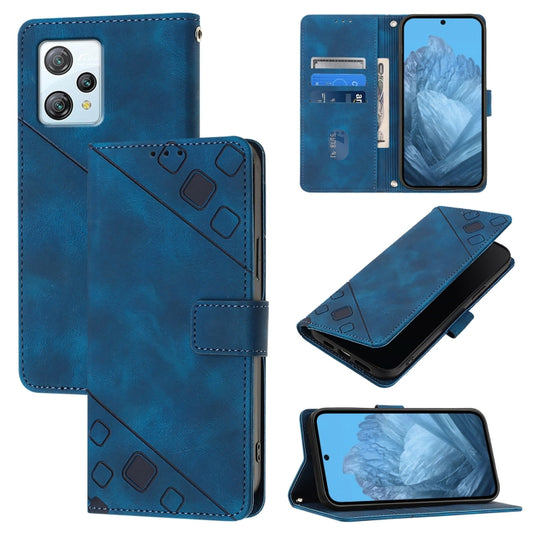 For Blackview A53 Skin Feel Embossed Leather Phone Case(Blue) - More Brand by PMC Jewellery | Online Shopping South Africa | PMC Jewellery | Buy Now Pay Later Mobicred