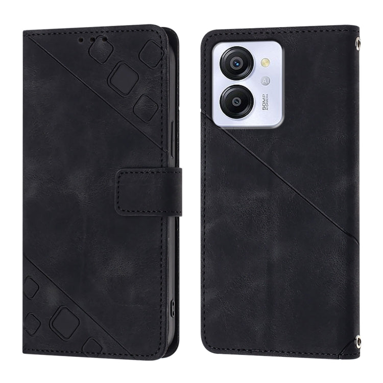 For Blackview Color 8 Skin Feel Embossed Leather Phone Case(Black) - More Brand by PMC TechLife | Online Shopping South Africa | PMC TechLife | Buy Now Pay Later Mobicred