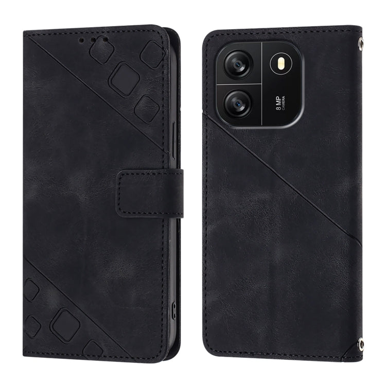 For Blackview Wave 6C Skin Feel Embossed Leather Phone Case(Black) - More Brand by PMC Jewellery | Online Shopping South Africa | PMC Jewellery | Buy Now Pay Later Mobicred