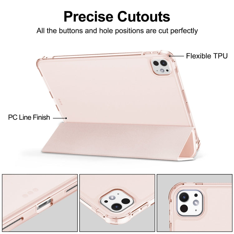 For iPad Pro 11 2024 Tri-fold Holder TPU Cover Frosted Leather Smart Tablet Case withh Pen Slot(Rose Gold) - iPad Pro 11 2024 Cases by PMC Jewellery | Online Shopping South Africa | PMC Jewellery | Buy Now Pay Later Mobicred