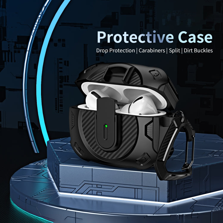 For AirPods 2 / 1 Lock Shockproof Bluetooth Earphone Protective Case(Black Blue) - For AirPods 1/2 by PMC Jewellery | Online Shopping South Africa | PMC Jewellery | Buy Now Pay Later Mobicred