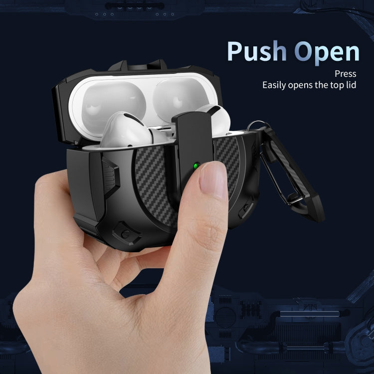 For AirPods Pro Lock Shockproof Bluetooth Earphone Protective Case(Black Green) - For AirPods Pro by PMC Jewellery | Online Shopping South Africa | PMC Jewellery | Buy Now Pay Later Mobicred