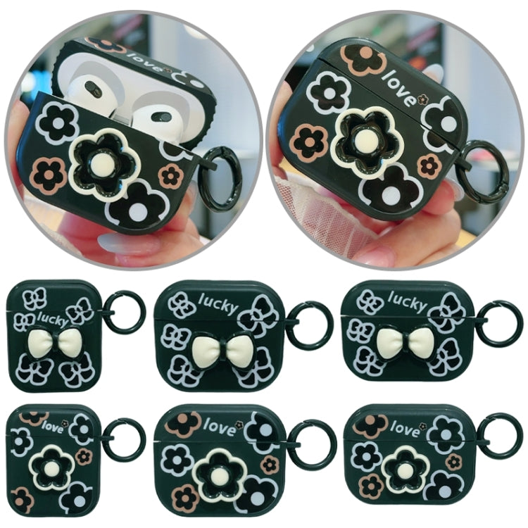 For AirPods 3 3D Colorful Pattern Bluetooth Earphone Protective Case(Black Flower) - For AirPods 3 by PMC Jewellery | Online Shopping South Africa | PMC Jewellery | Buy Now Pay Later Mobicred
