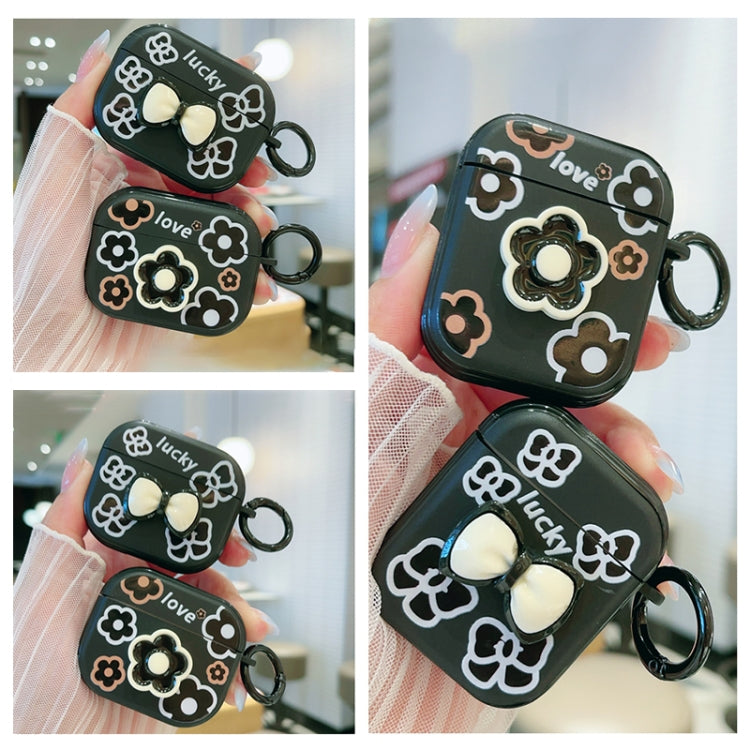 For AirPods 3 3D Colorful Pattern Bluetooth Earphone Protective Case(Black Flower) - For AirPods 3 by PMC Jewellery | Online Shopping South Africa | PMC Jewellery | Buy Now Pay Later Mobicred