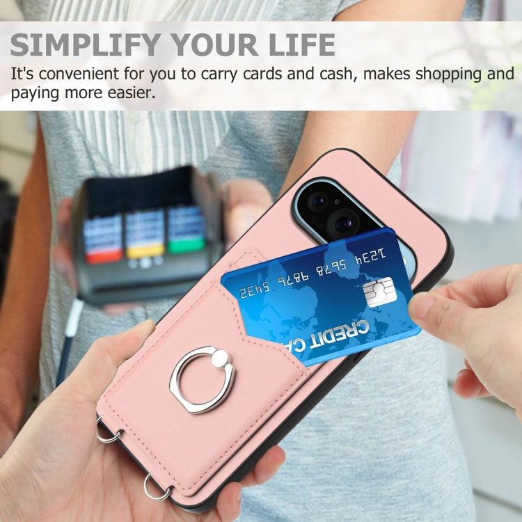 For Google Pixel 9 / 9 Pro R20 Ring Card Holder Phone Case(Pink) - Google Cases by PMC TechLife | Online Shopping South Africa | PMC TechLife | Buy Now Pay Later Mobicred